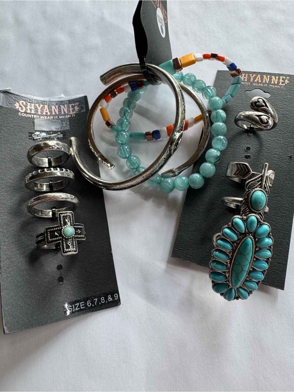 Shyanne Turquoise & Silver Mixed Bracelet and Ring Set